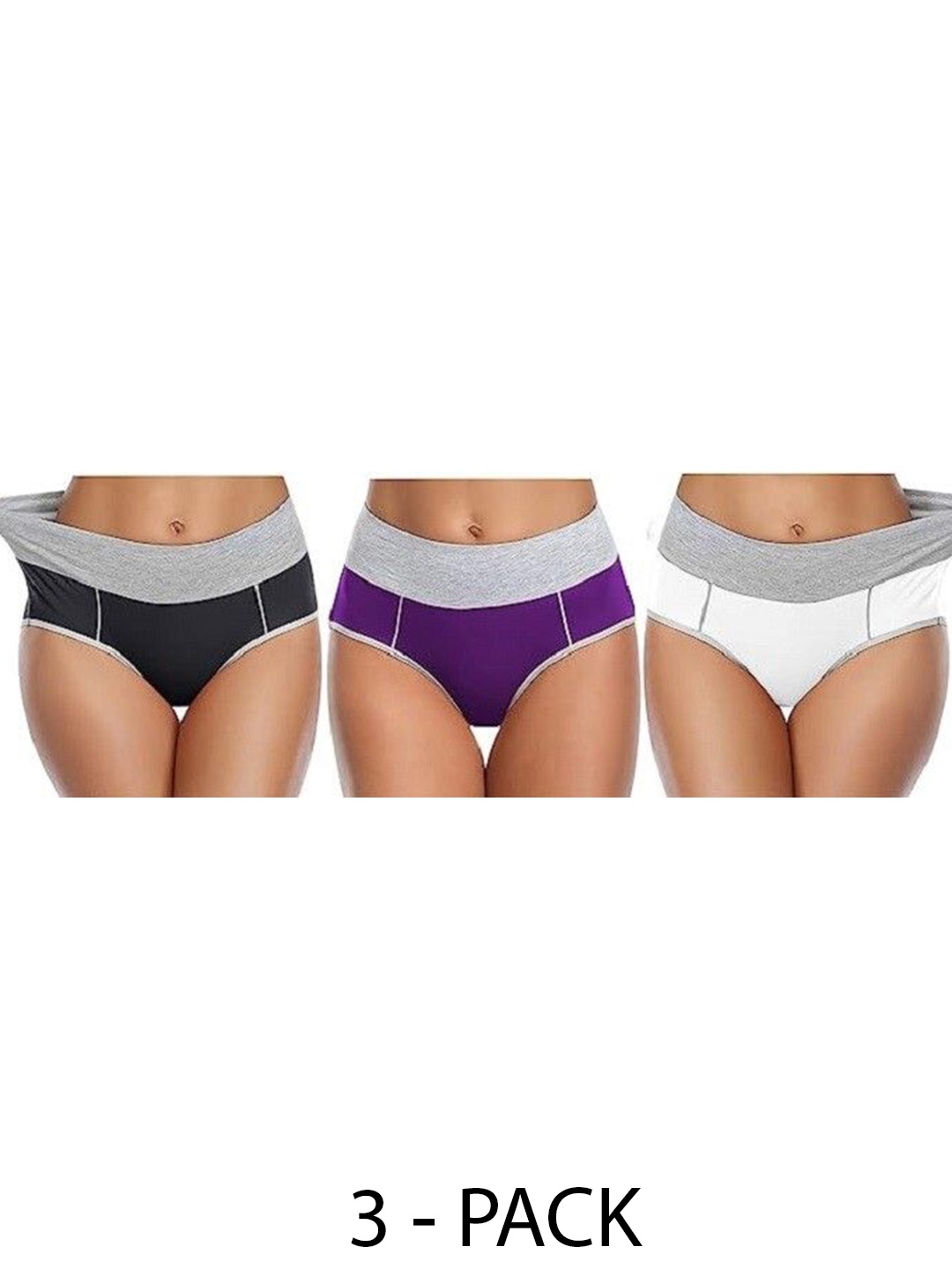 

Diving Deep Women Pack of 3 Cotton Colourblocked Hipster Briefs, Black