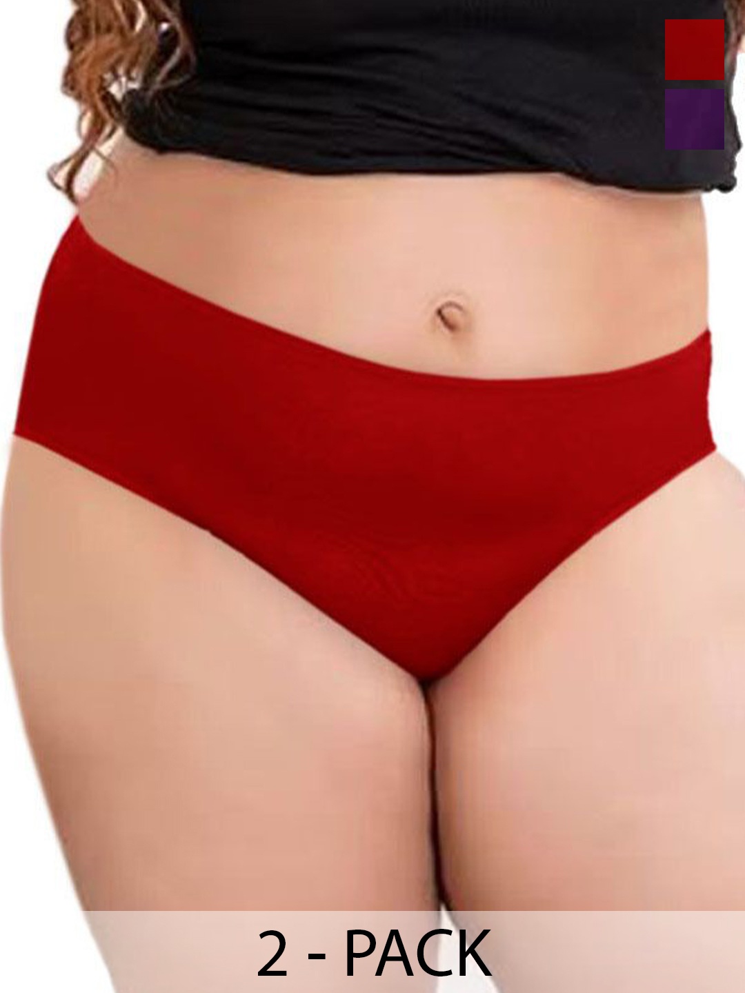 

Diving Deep Women Pack of 2 Cotton Low Rise Hipster Briefs, Maroon