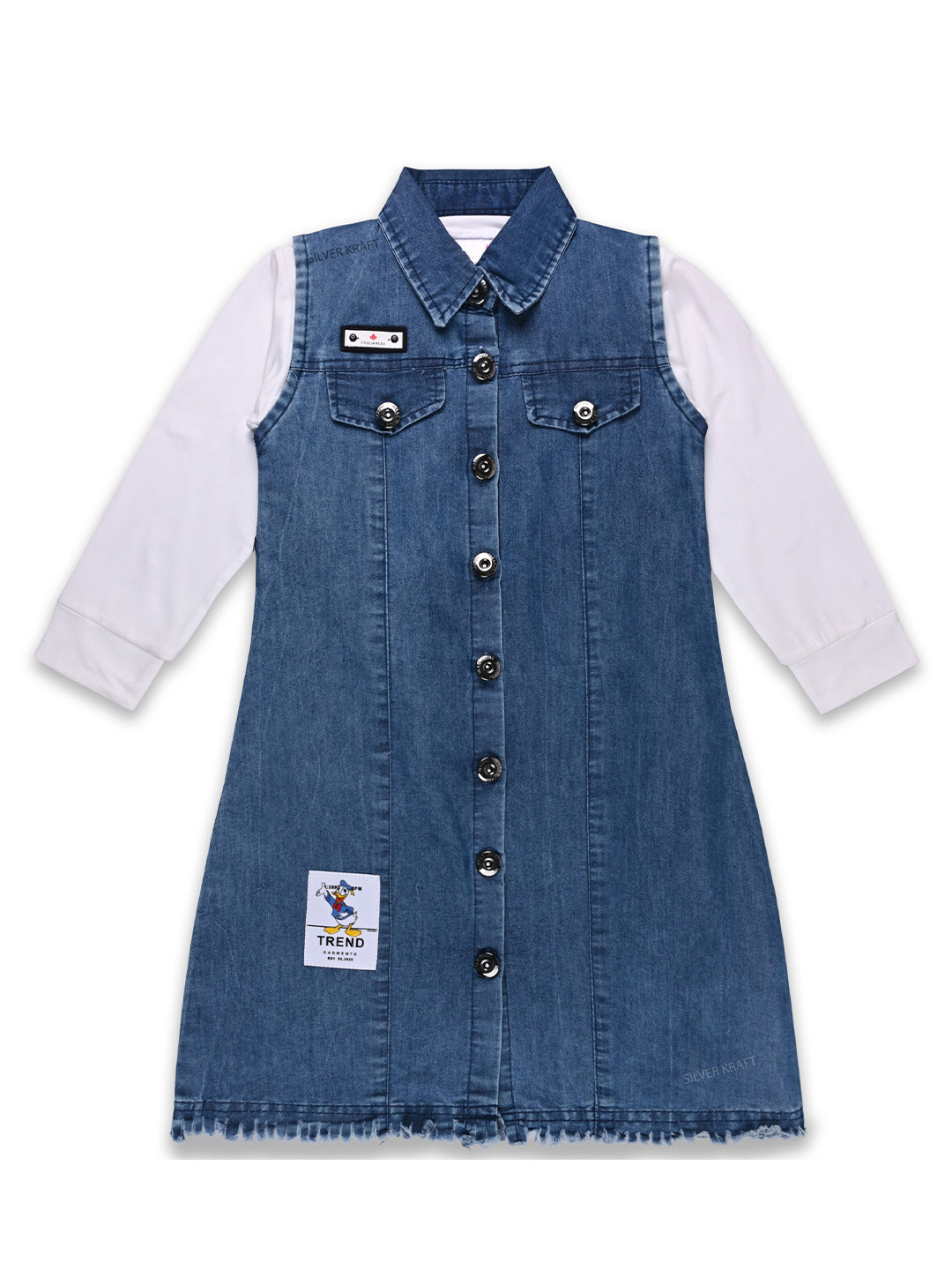 

Wish Karo Donald Duck Printed A-Line Dress With Tshirt, Blue
