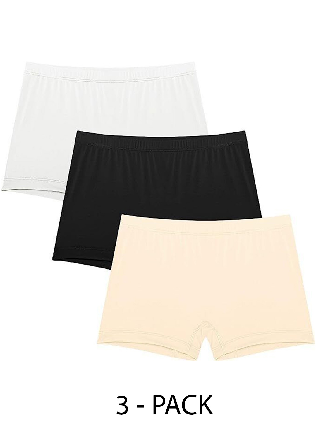 

Diving Deep Women Pack of 3 Boy Shorts Briefs, Cream