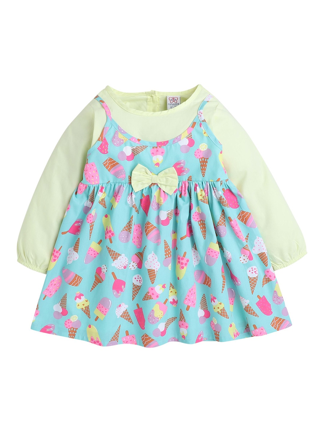 

mama & bebe Girls Printed Fit & Flare Cotton Dress, Green