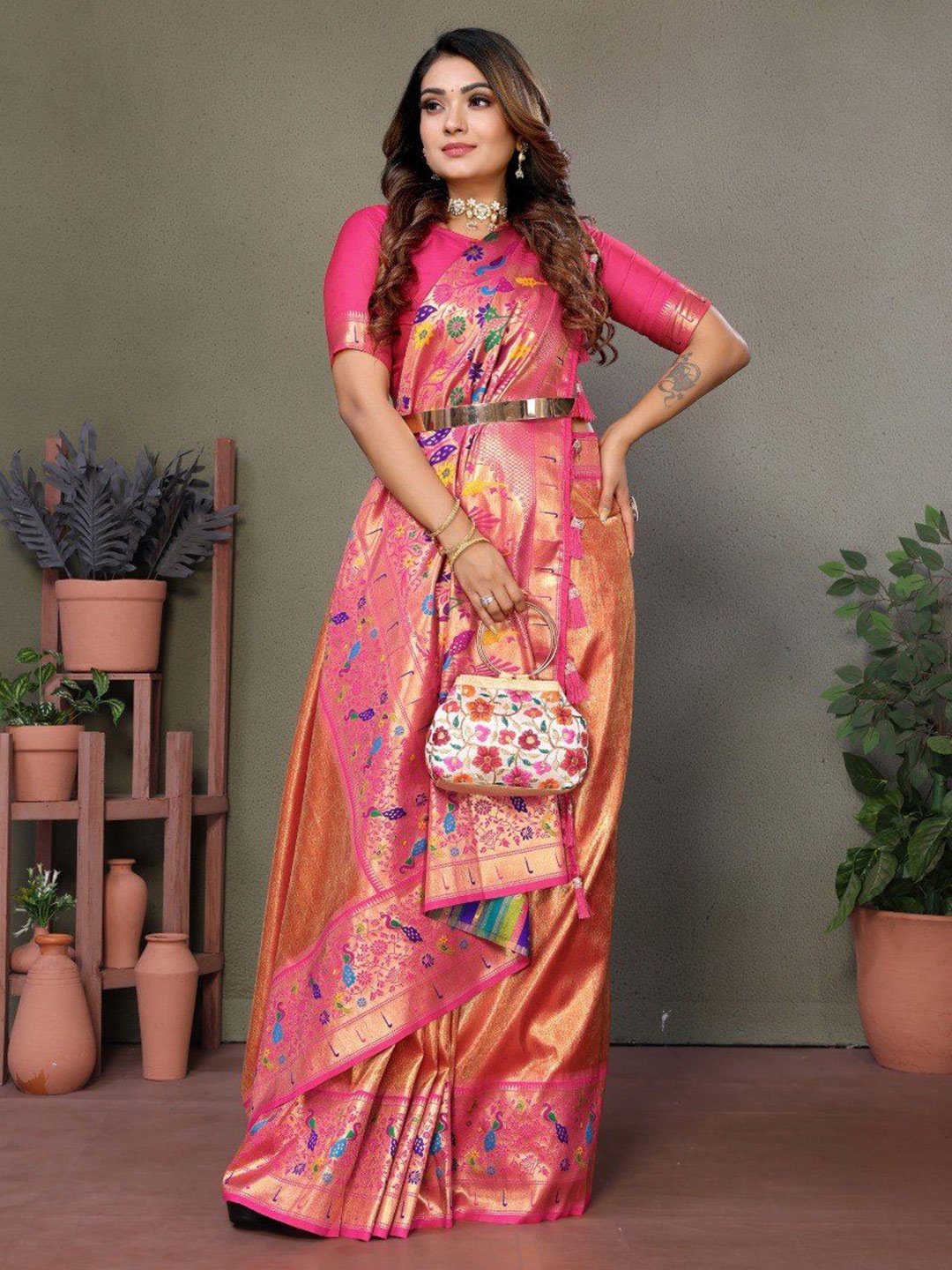 

Anaita Woven Design Zari Banarasi Saree, Orange