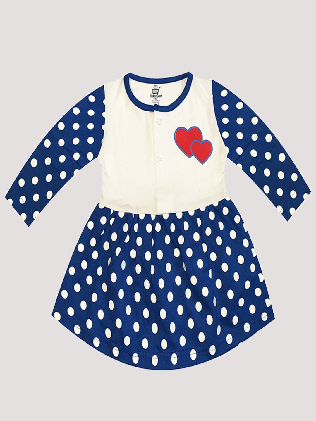 

KidzzCart Girls Polka Dots Printed Cotton Fit & Flare Dress, Blue