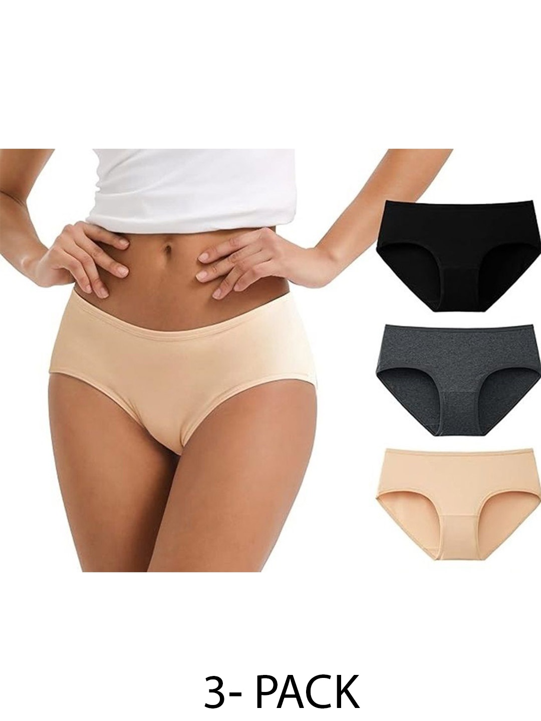 

Diving Deep Women Pack of 3 Cotton Hipster Briefs, Assorted