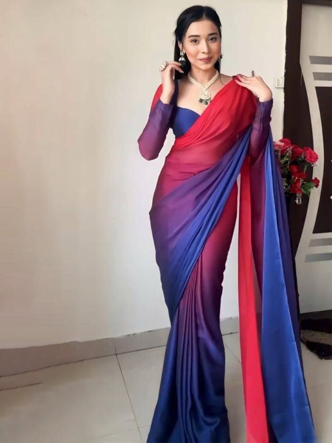 

ZIBLON Ombre Saree, Blue