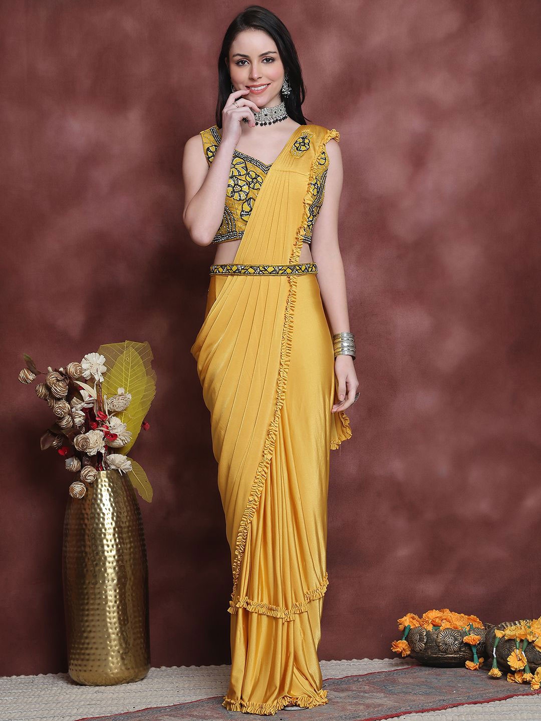 

Grancy Ready to Wear Saree, Yellow