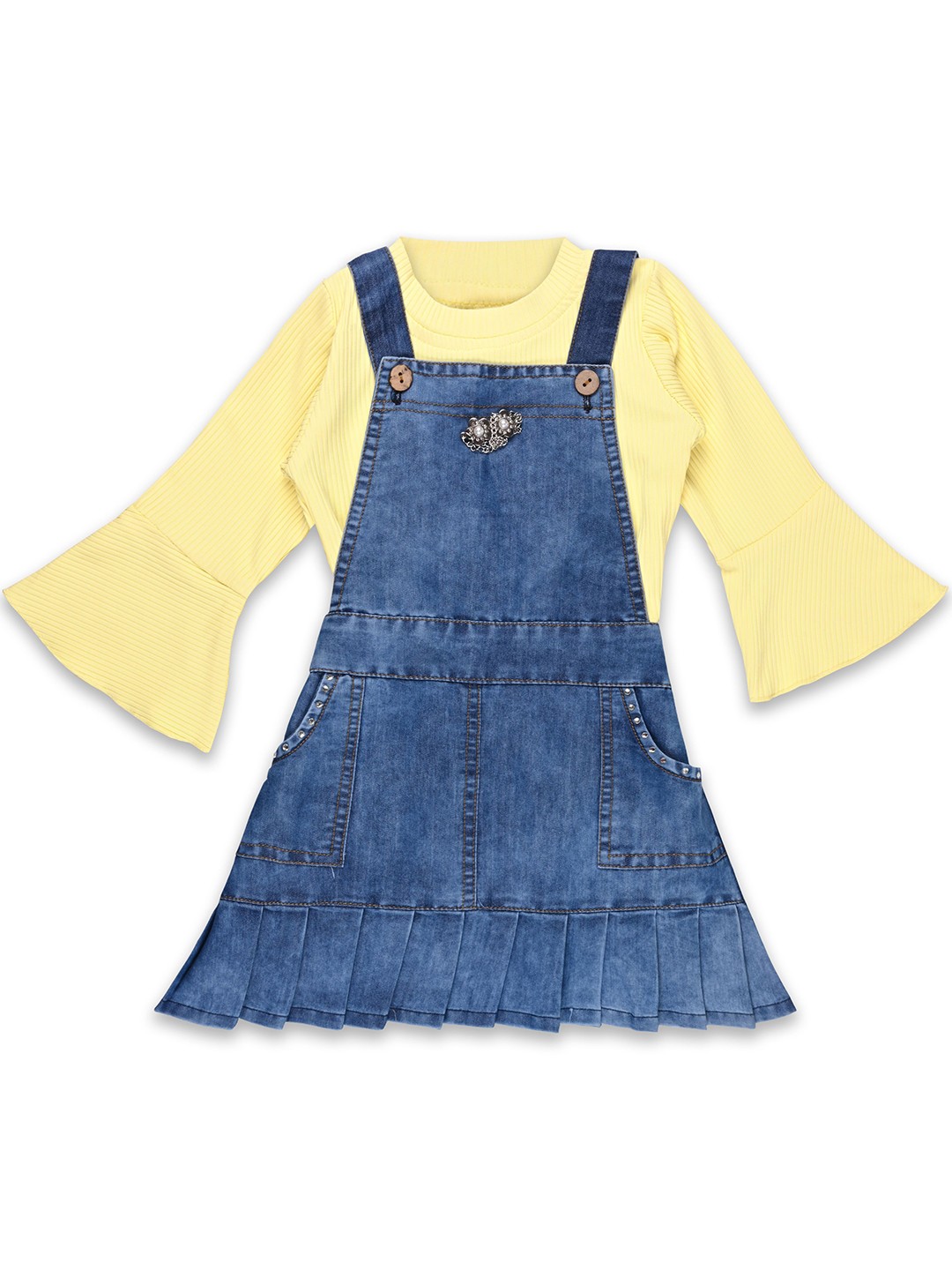 

Wish Karo Girls Dungarees With T-shirt, Yellow