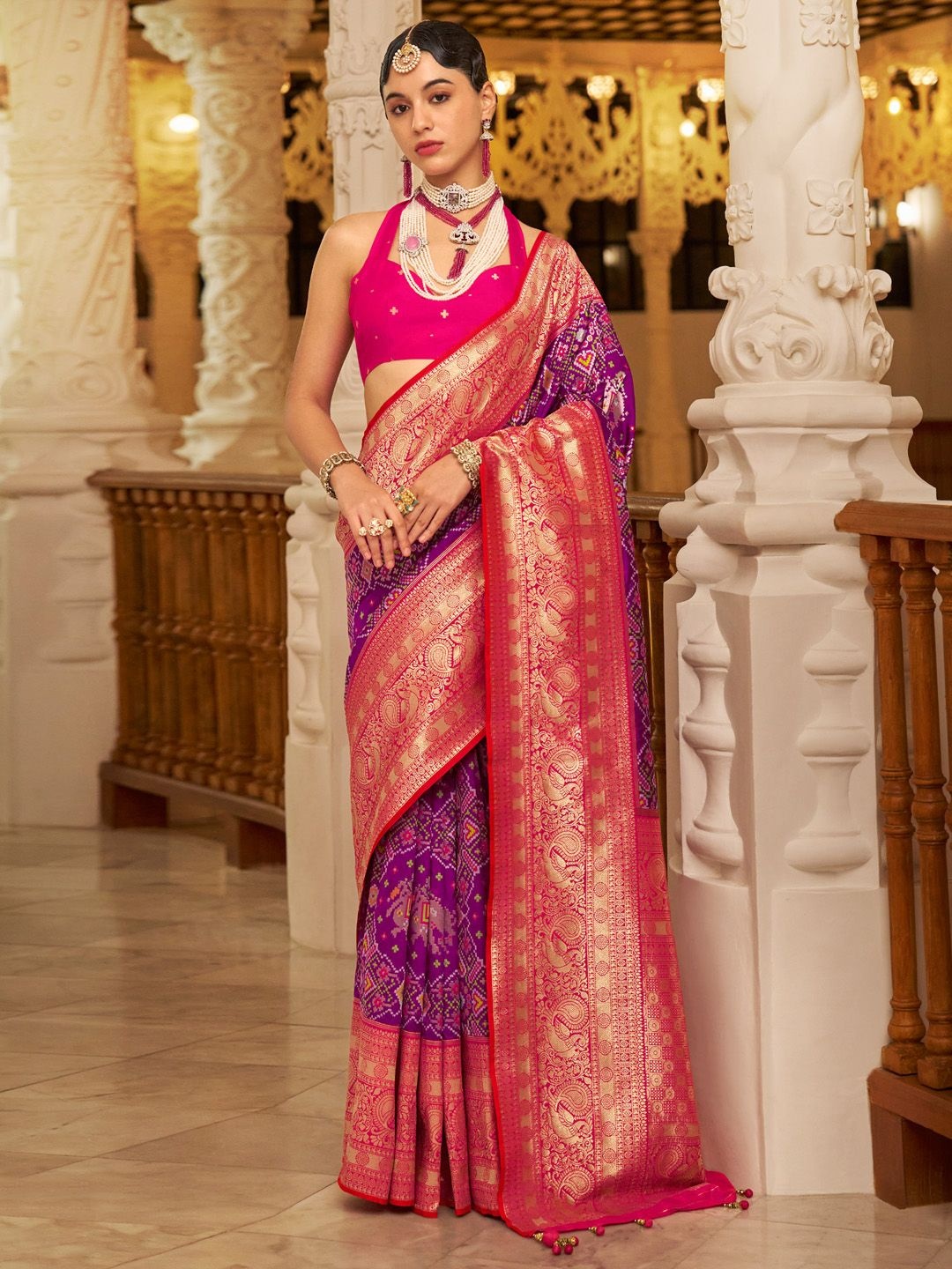 

Anouk Woven Design Zari Patola Saree, Purple