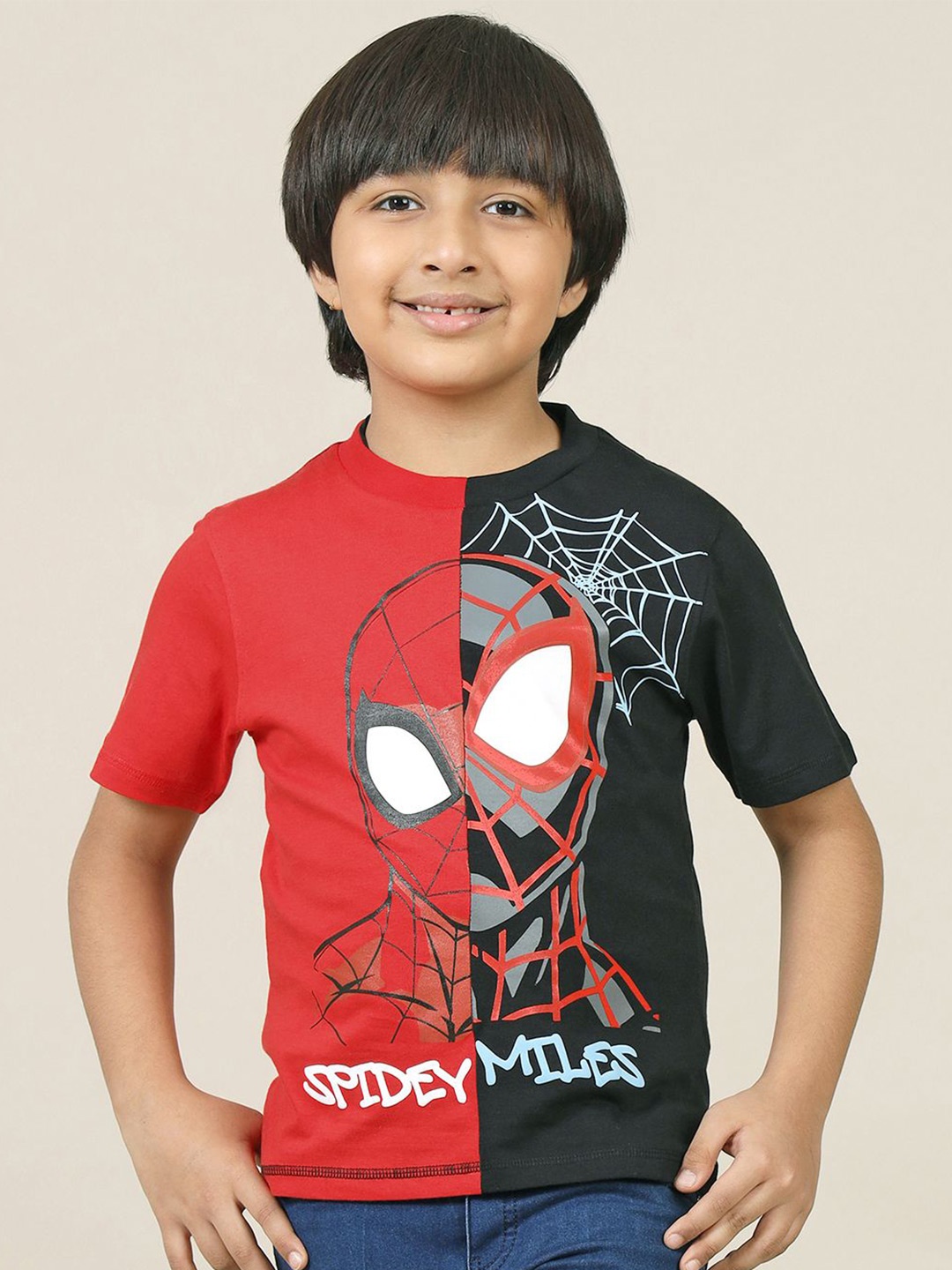 

Kids Ville Boys Spider-Man Graphic Printed Round Neck Cotton T-shirt, Red