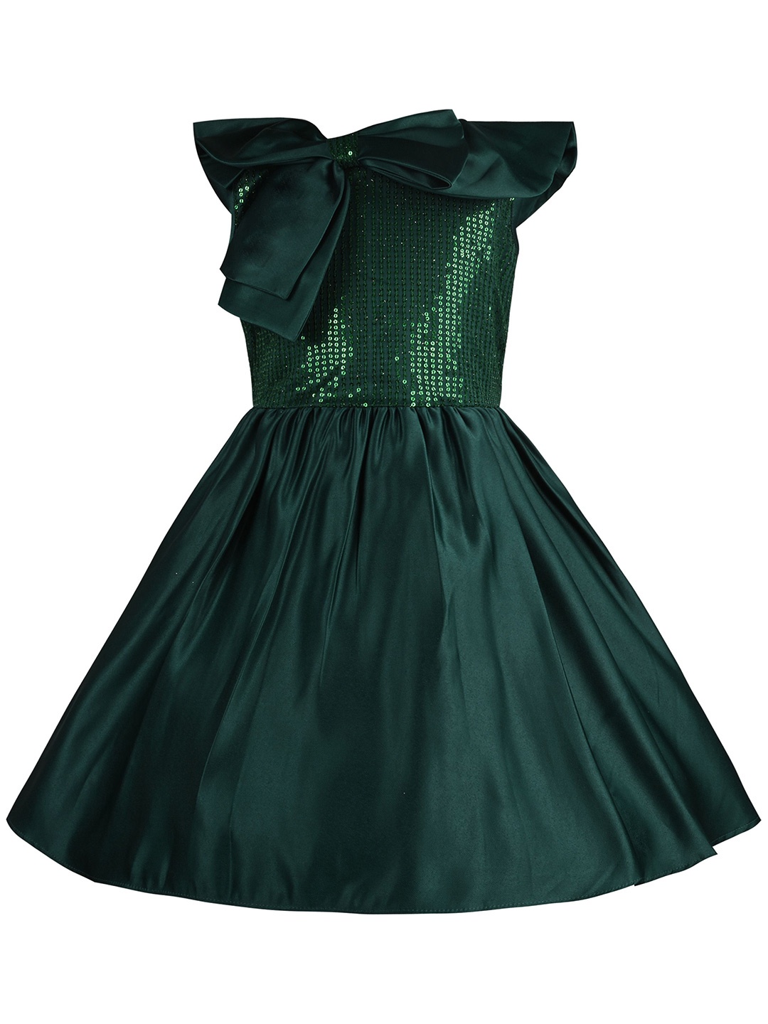 

Wish Karo Embellished Satin A-Line Dress, Green