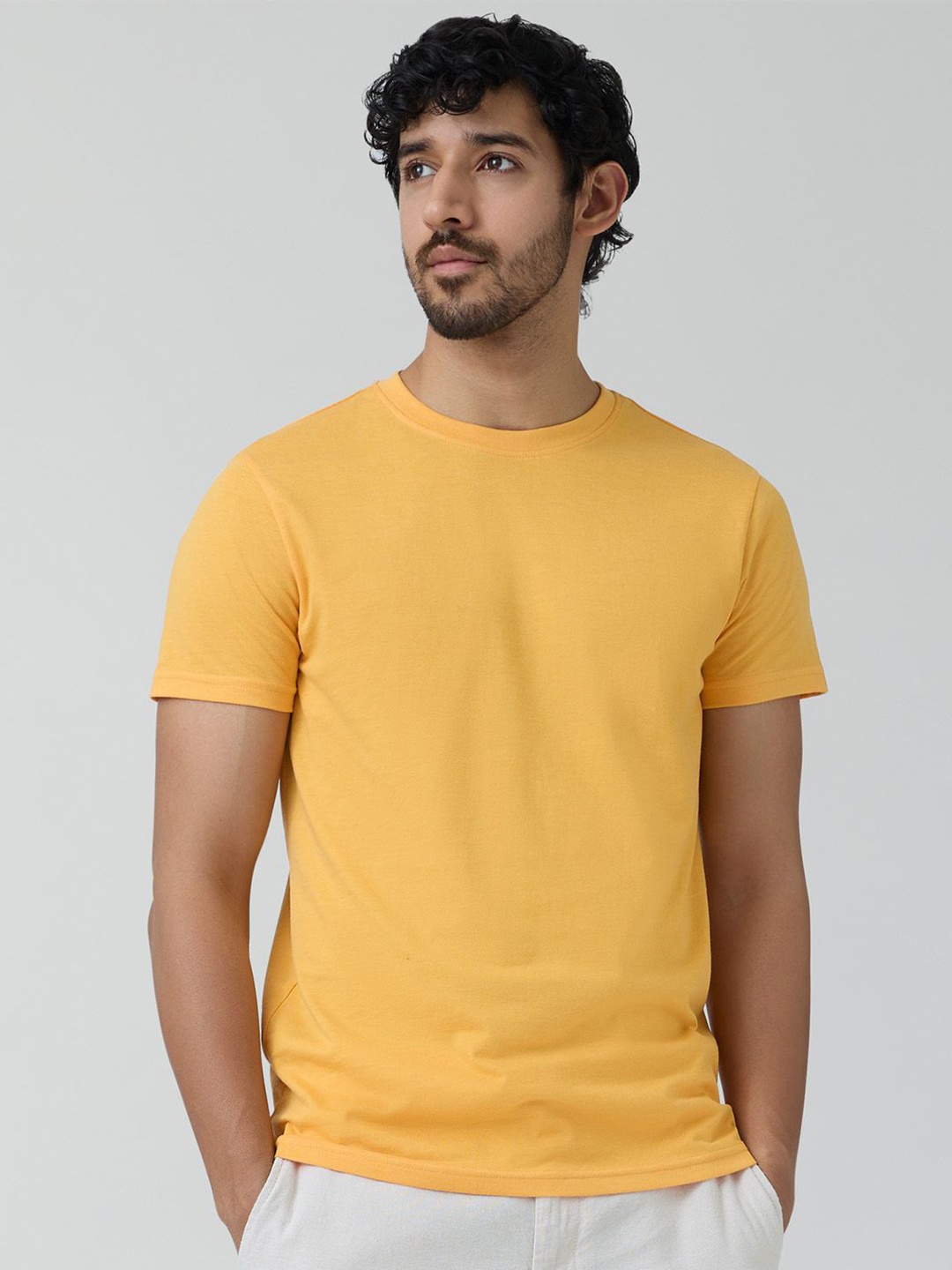 

XYXX Men Solid Cotton Rich Code T-Shirt, Yellow