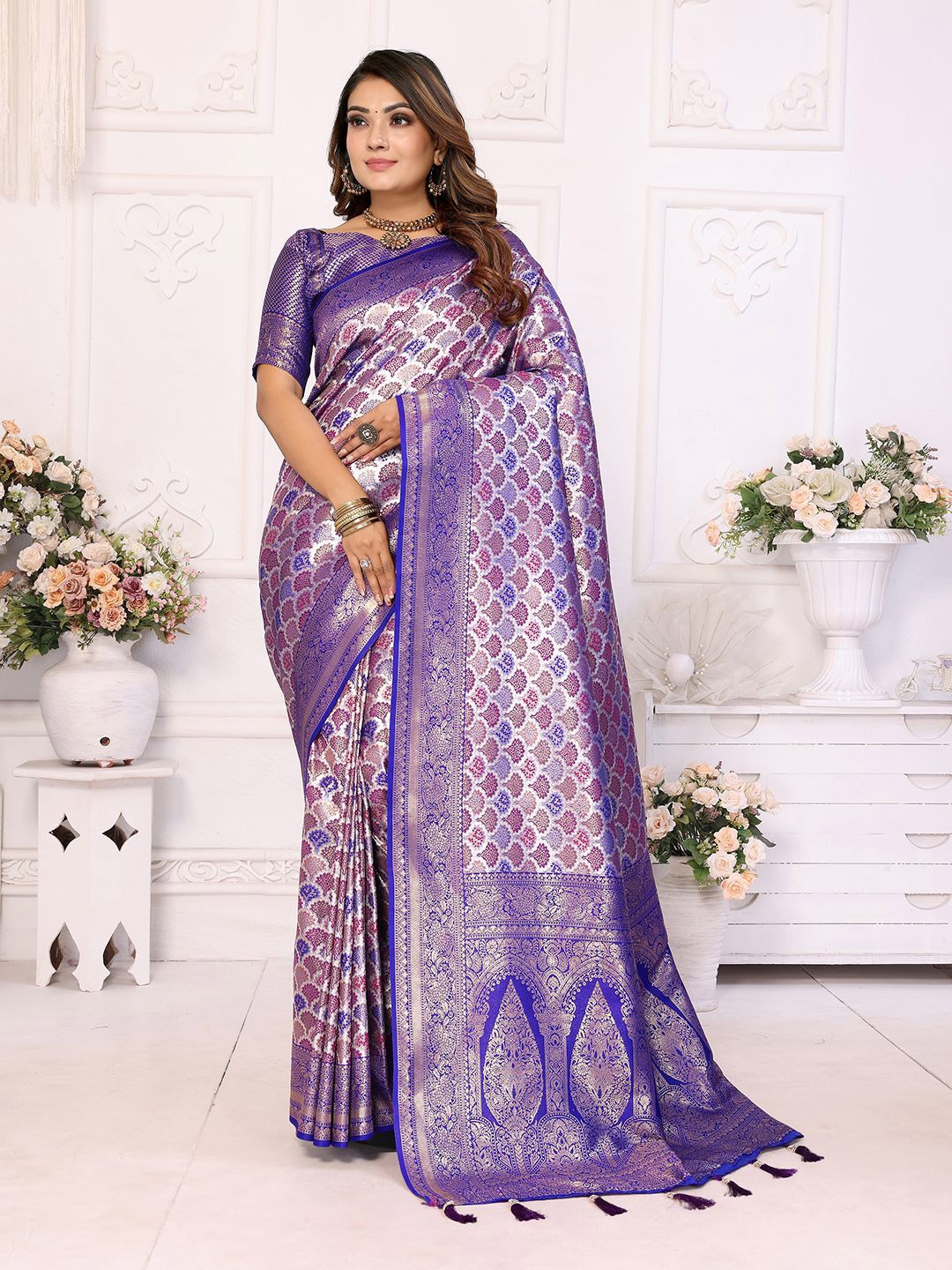 

Mitera Woven Design Banarasi Saree, Purple