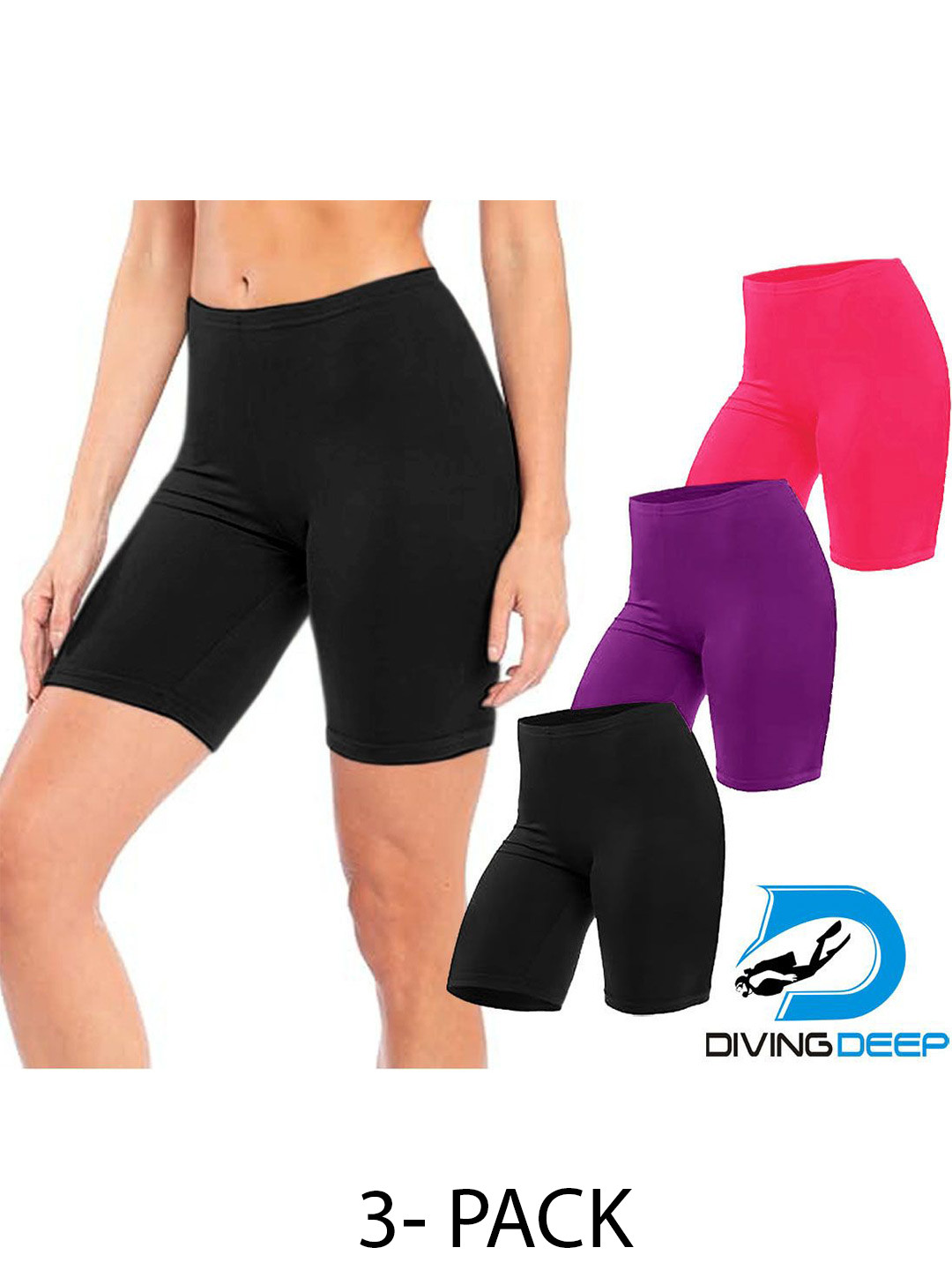 

Diving Deep Women Pack of 3 Cotton Boy Shorts Briefs, Black