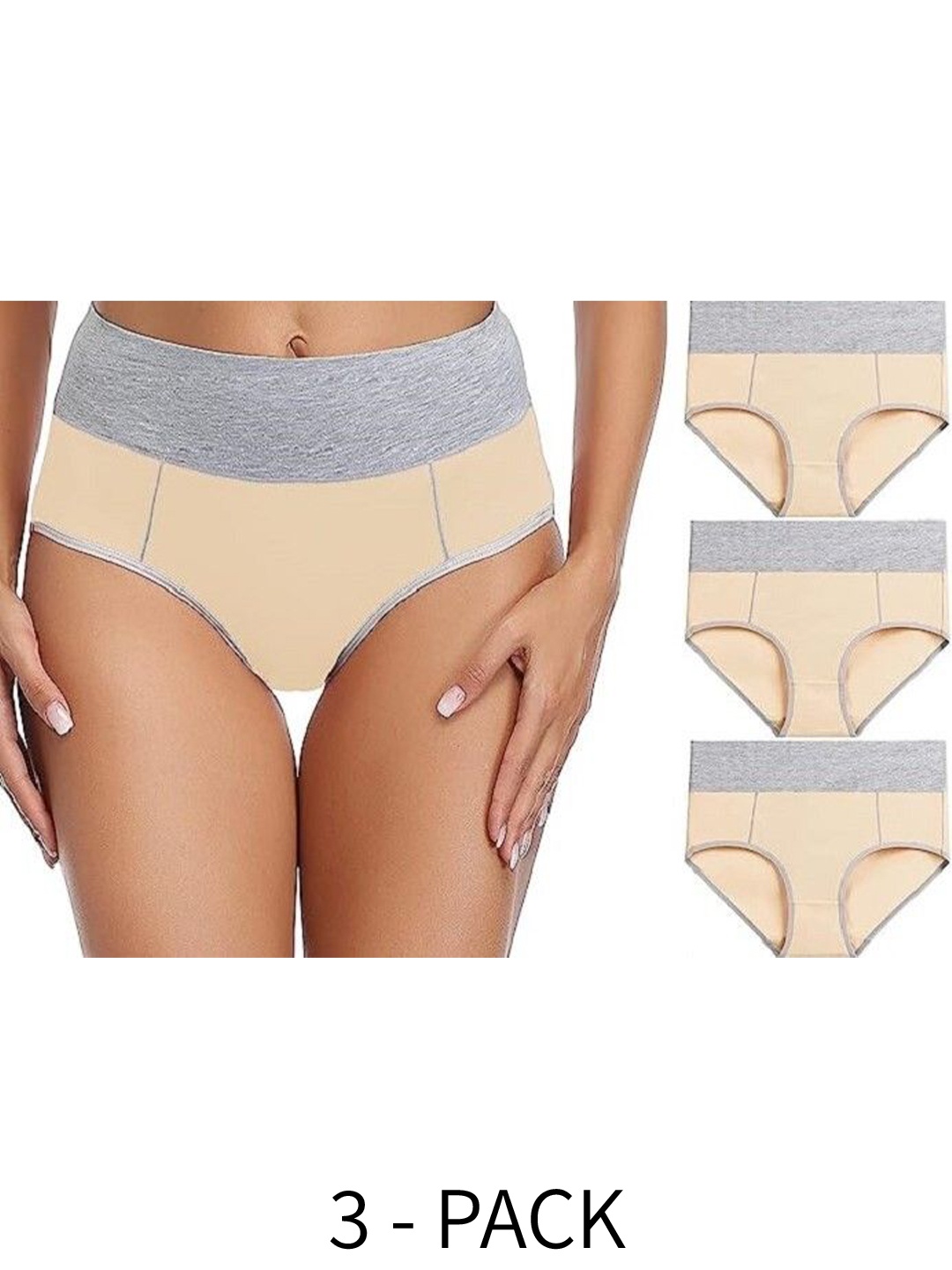 

Diving Deep Women Pack of 3 Cotton Hipster Briefs, Grey