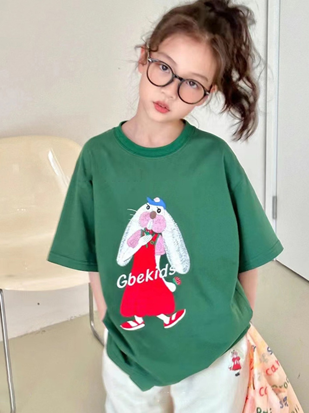 

LULU & SKY Girls Printed Cotton T-shirt, Green