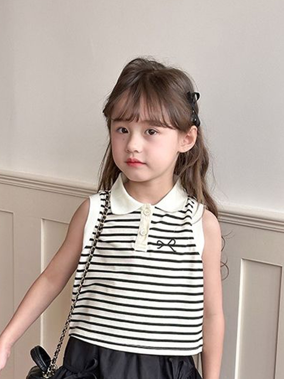 

LULU & SKY Girls Striped Top, White