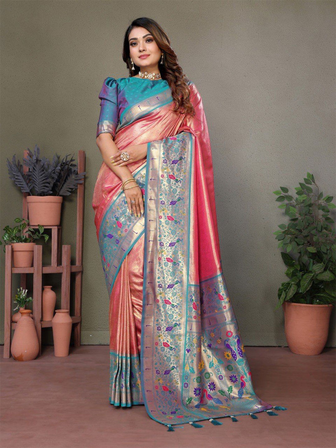 

Anaita Woven Design Zari Banarasi Saree, Pink