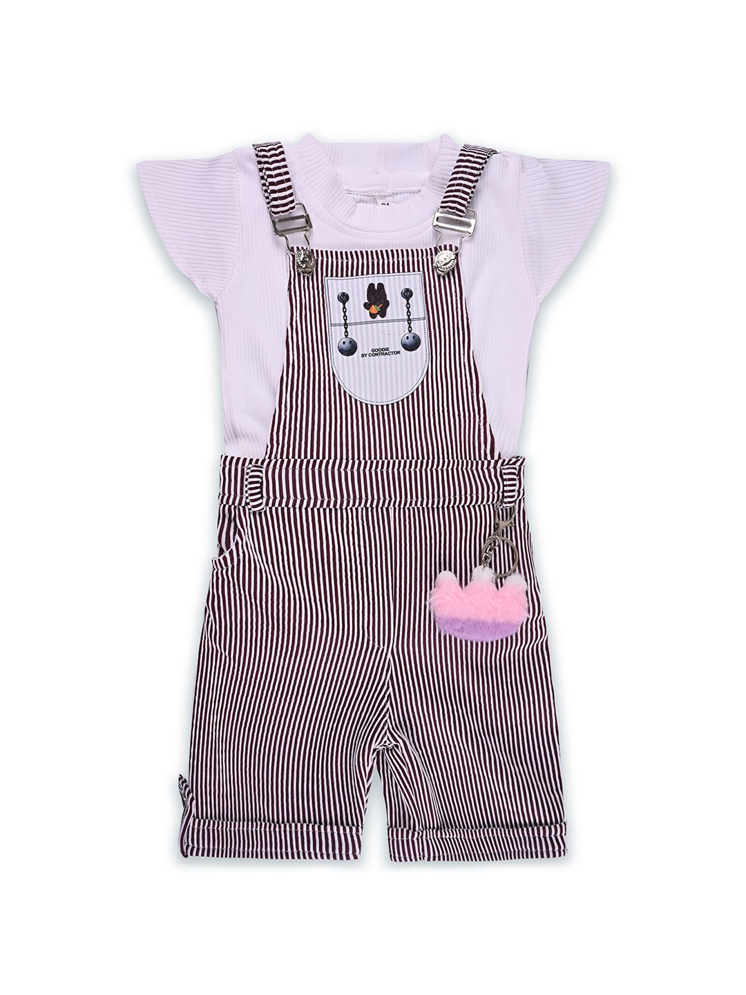 

Wish Karo Girls Striped Top with Shorts, Beige