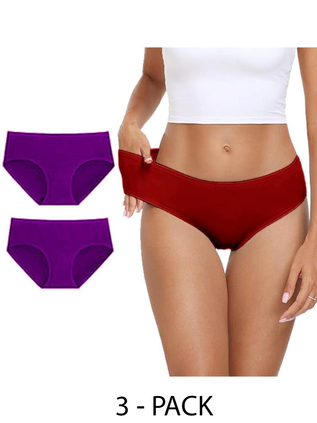 

Diving Deep Women Pack of 3 Hipster Briefs, Violet