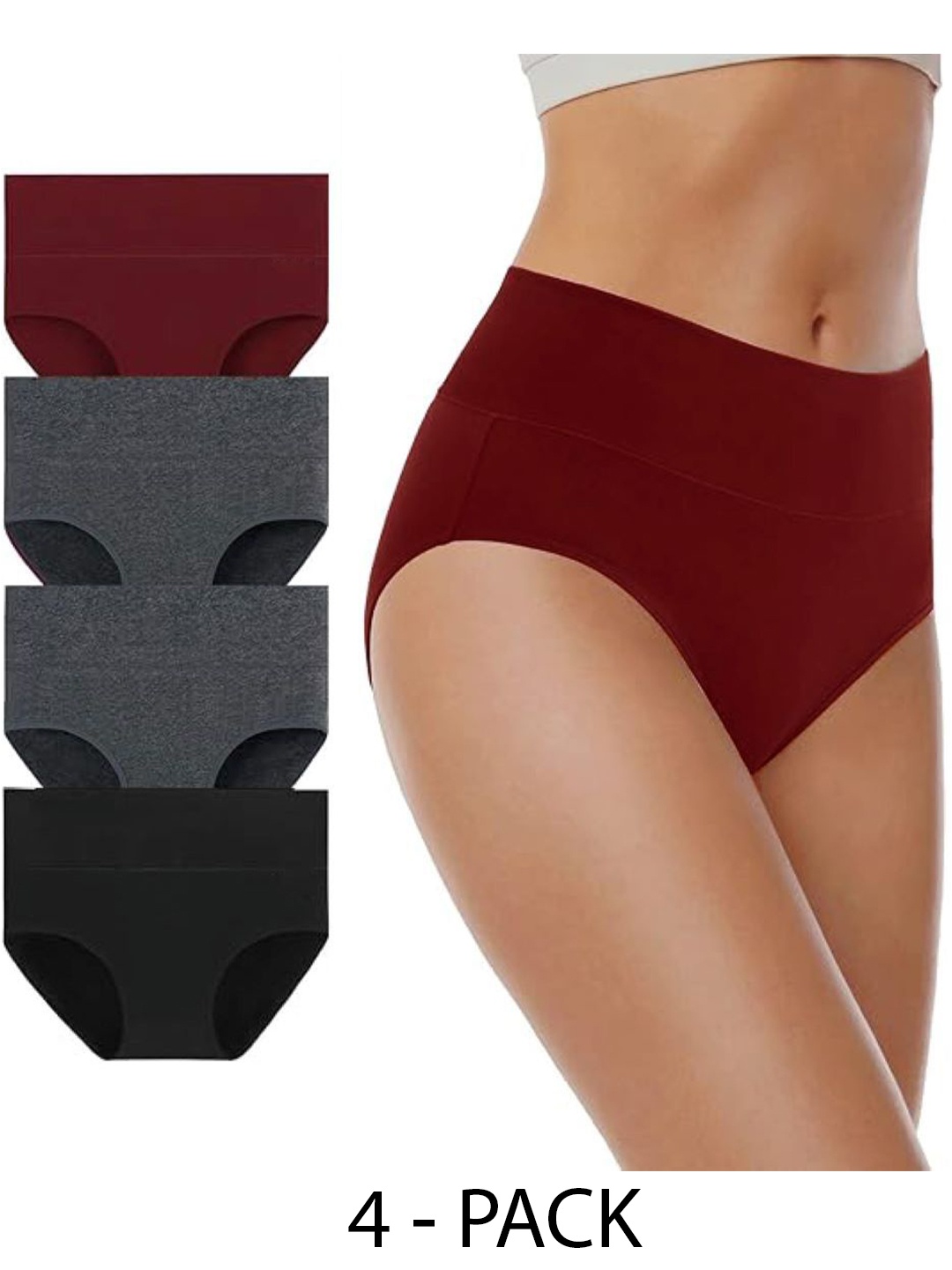 

Diving Deep Women Pack of 4 Hipster Briefs, Black