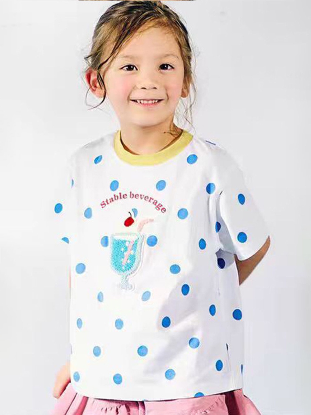 

LULU & SKY Polka Dot Print Cotton Top, Multi