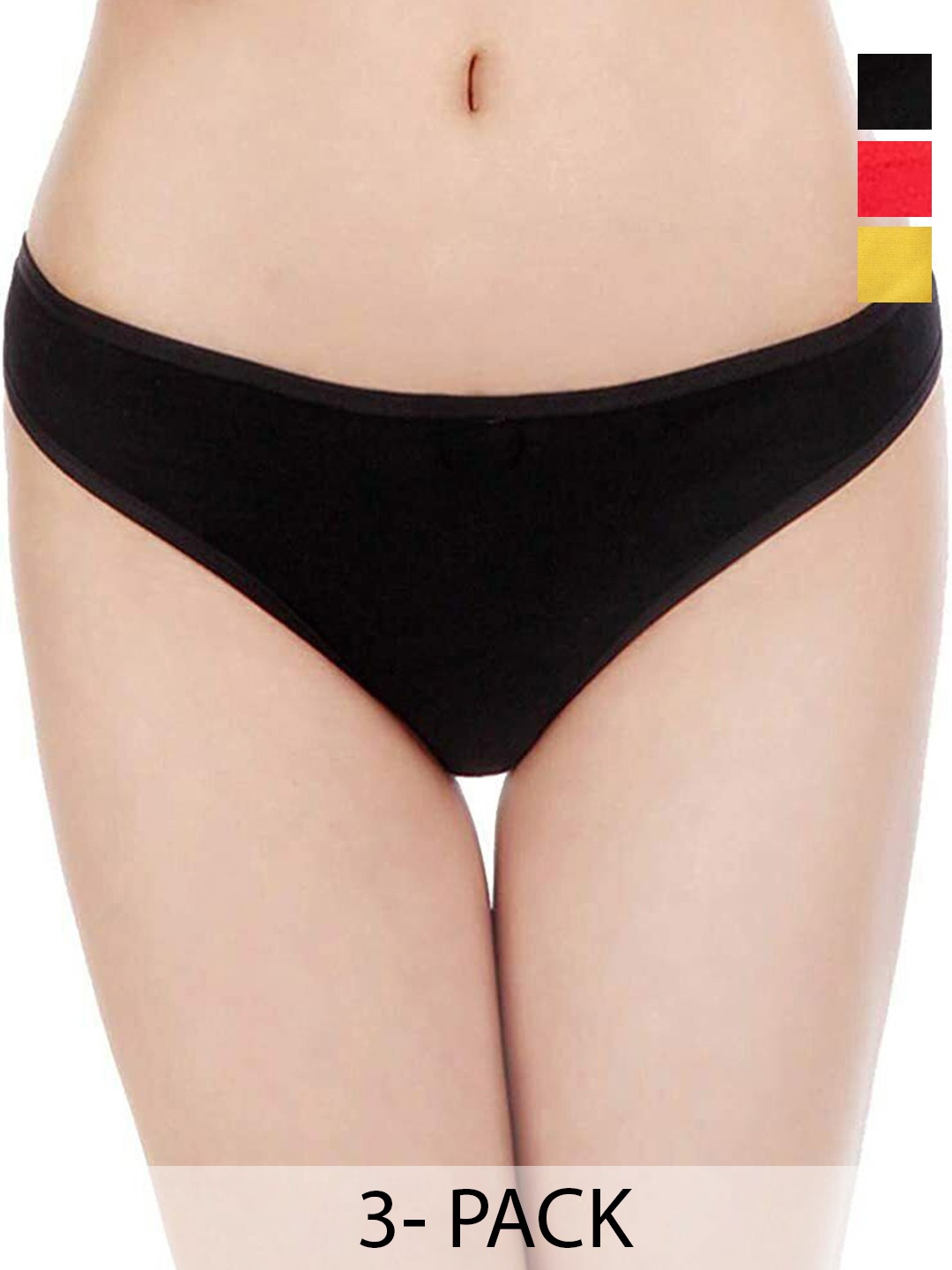 

Diving Deep Women Pack of 3 Thongs Briefs, Black