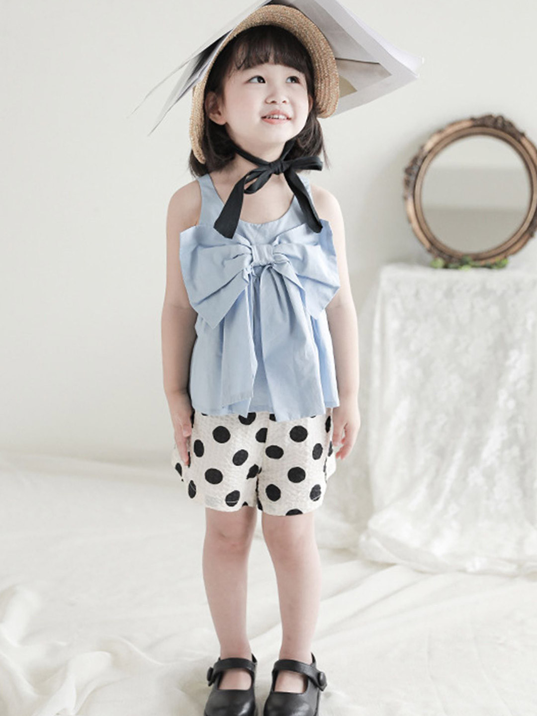 

LULU & SKY Girls Cotton Empire Top, Blue