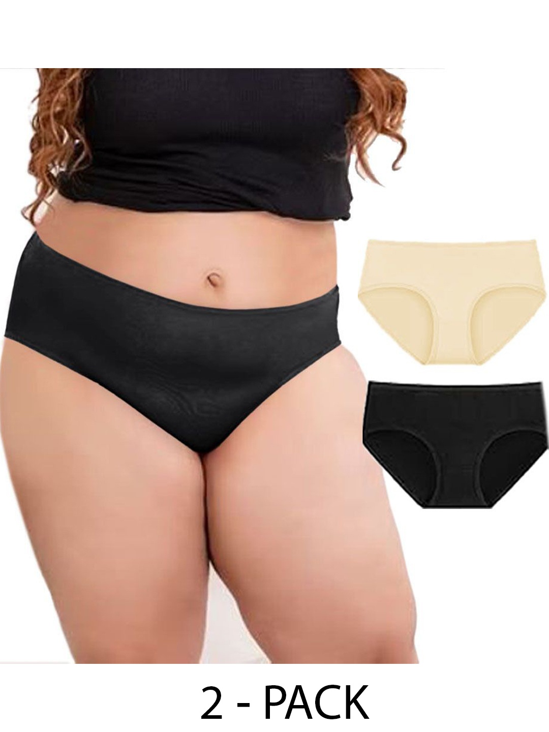 

Diving Deep Women Plus Size Pack of 2 Hipster Briefs, Assorted