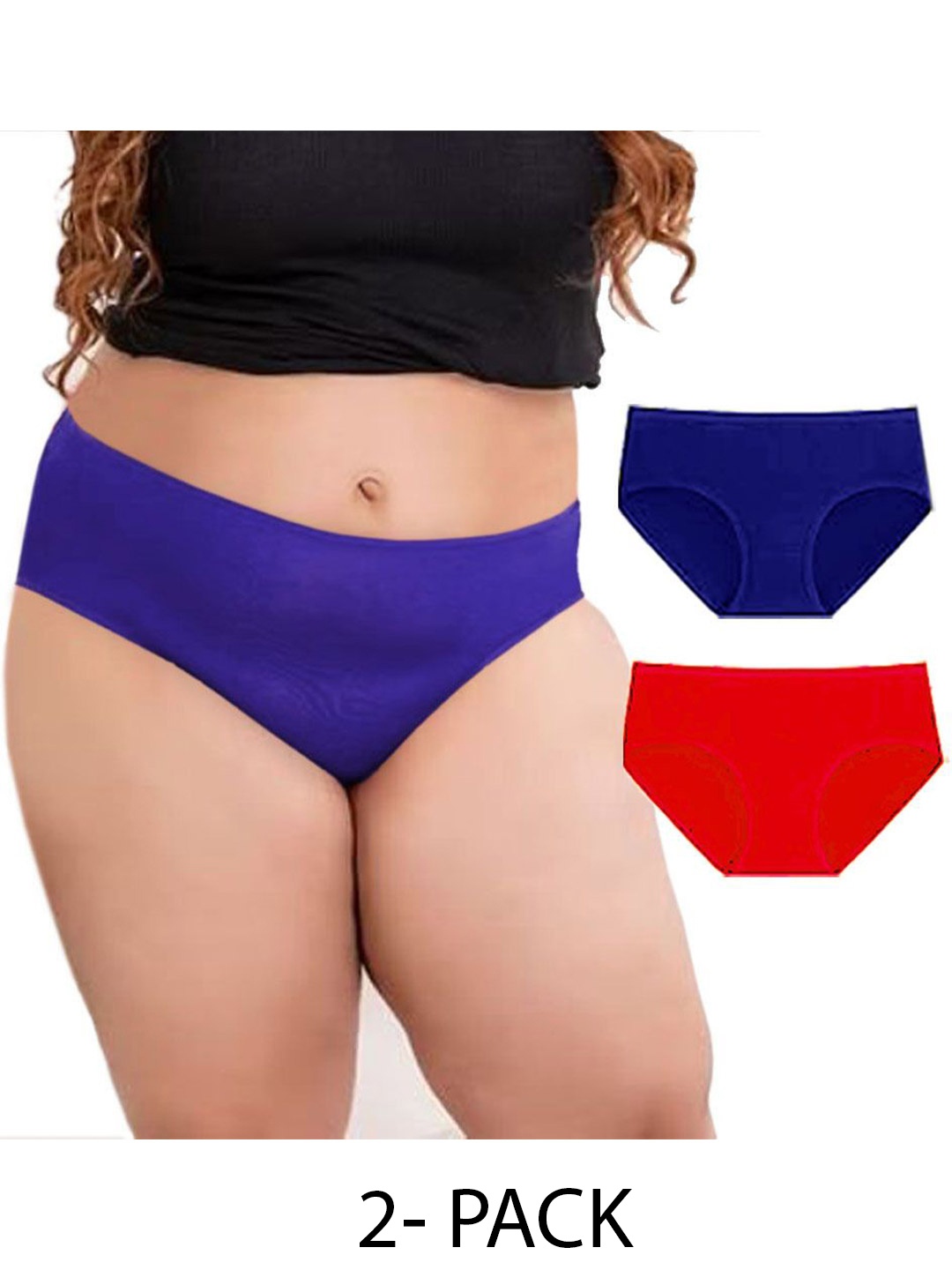 

Diving Deep Women Pack of 2 Cotton Assorted Plus Size Hipster Briefs