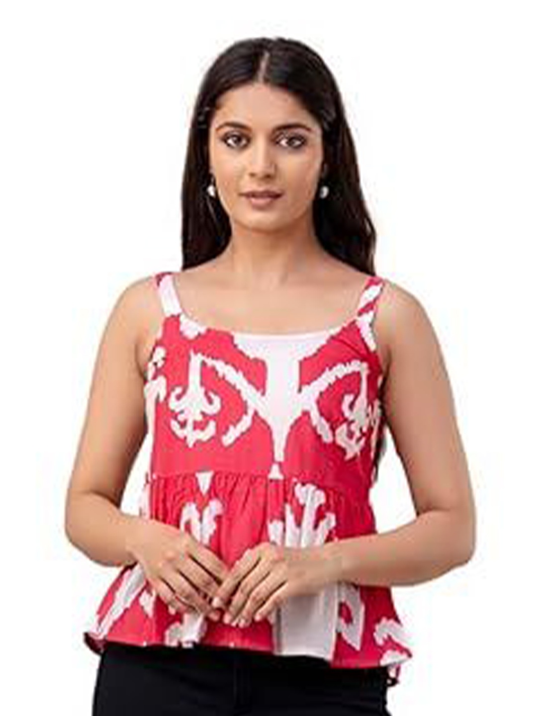 

Madnoo Women Floral Print Cotton Crop Top, Pink