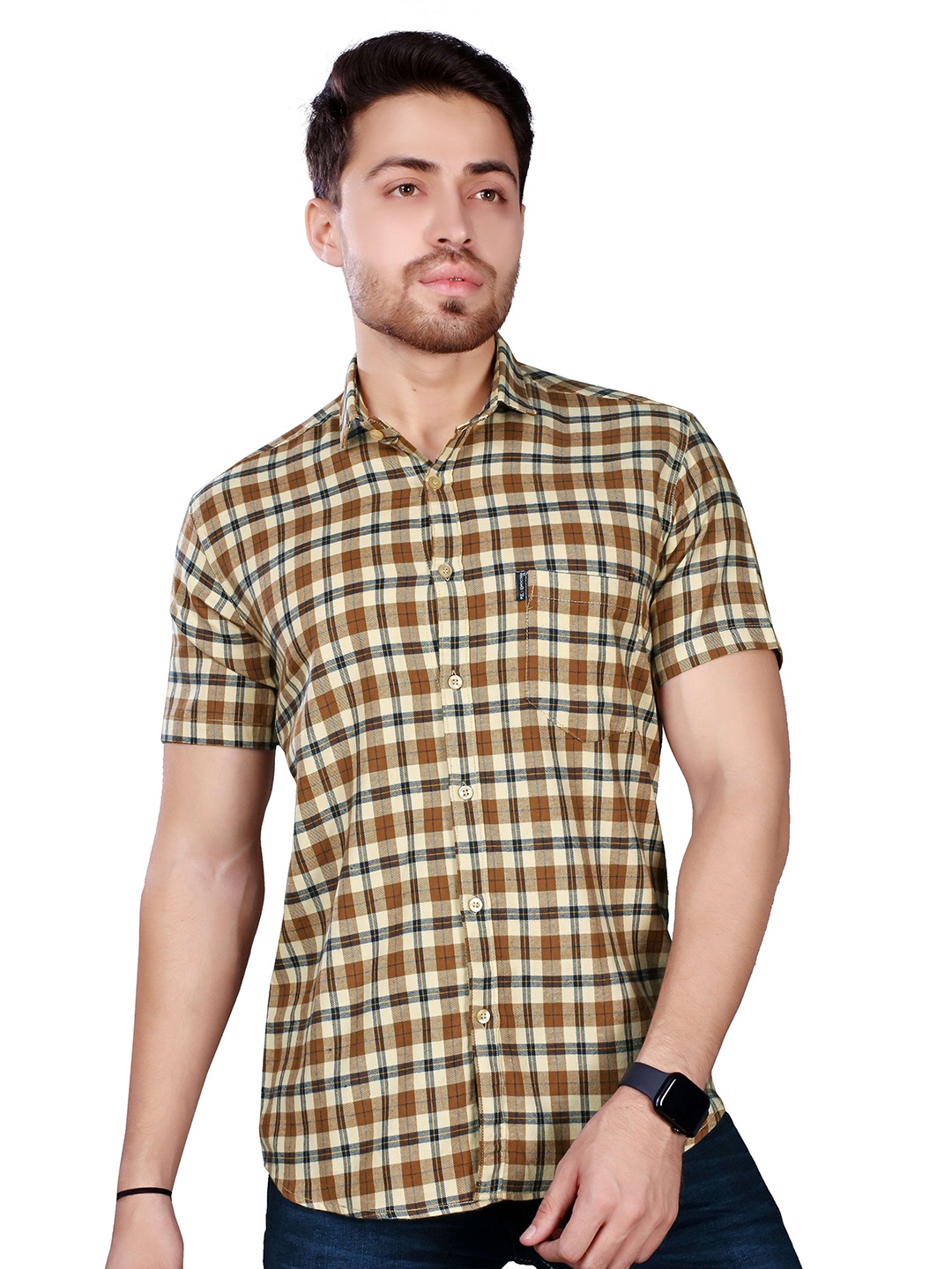 

BRUCEWANE Men Comfort Checked Casual Shirt, Multi