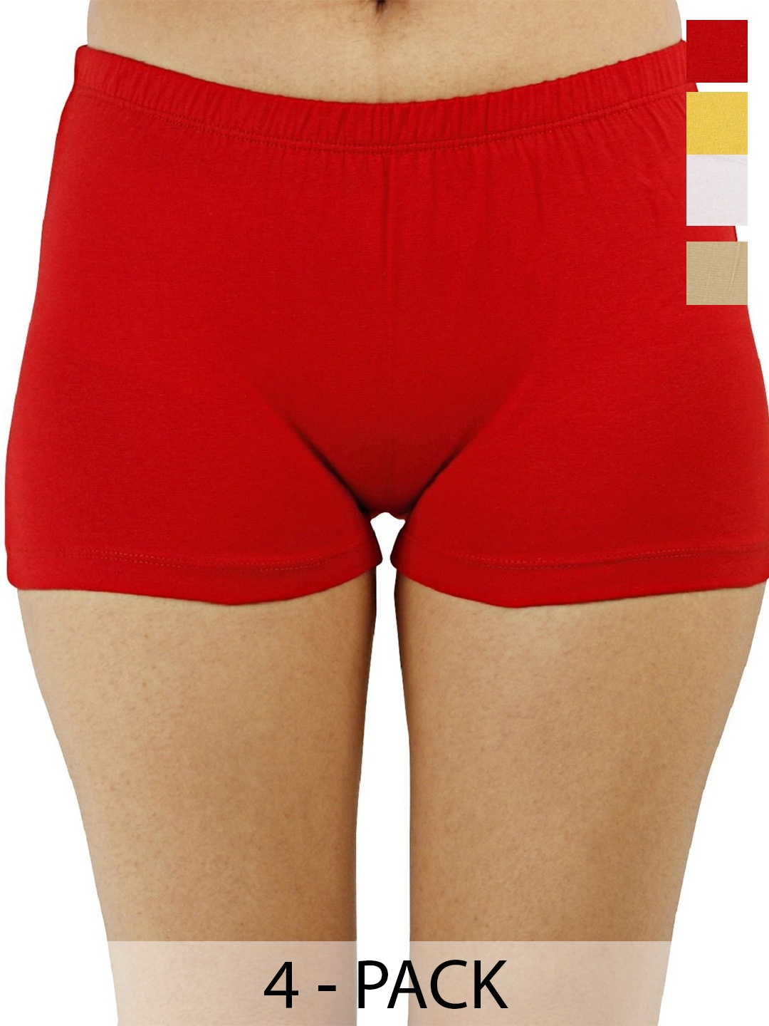 

Diving Deep Women Pack of 4 Cotton Boy Shorts Briefs, Assorted