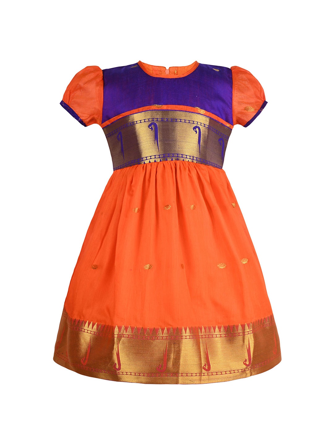 

Wish Karo Embellished Puff Sleeve A-Line Dress, Orange
