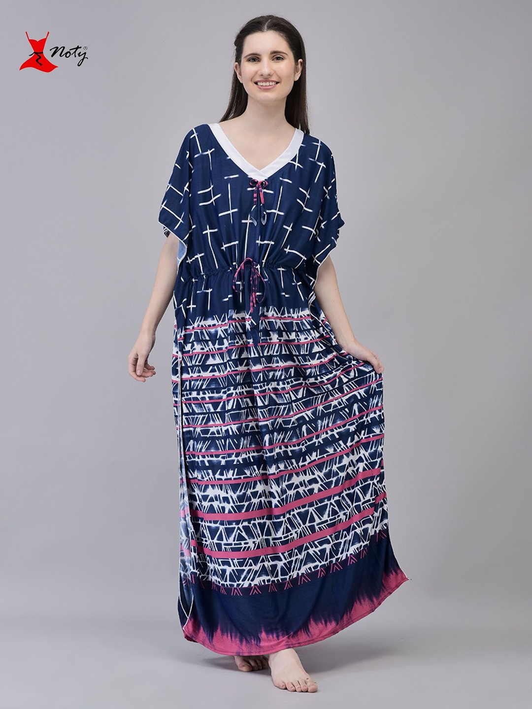 

Noty Women Sarena-Printed Kaftan Maxi Nightdress, Blue