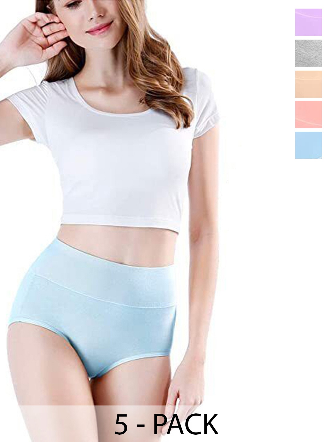 

Diving Deep Women Plus Size Pack of 5 Cotton Hipster Briefs, Assorted