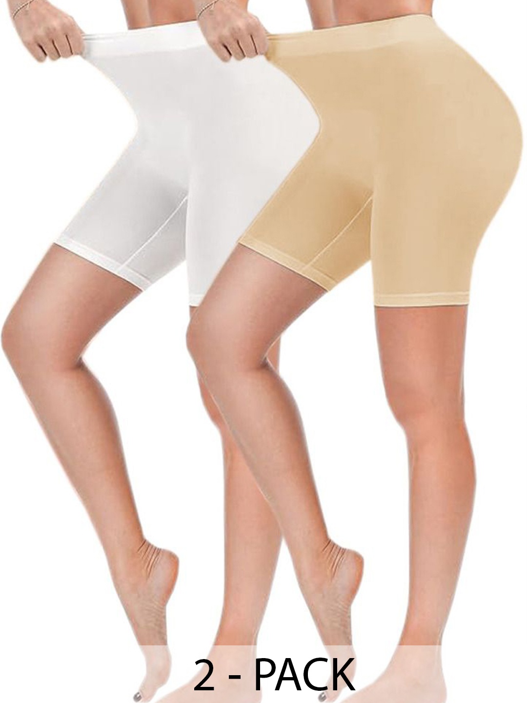 

Diving Deep Women Pack of 2 Cotton High-Rise Boy Shorts Briefs, White