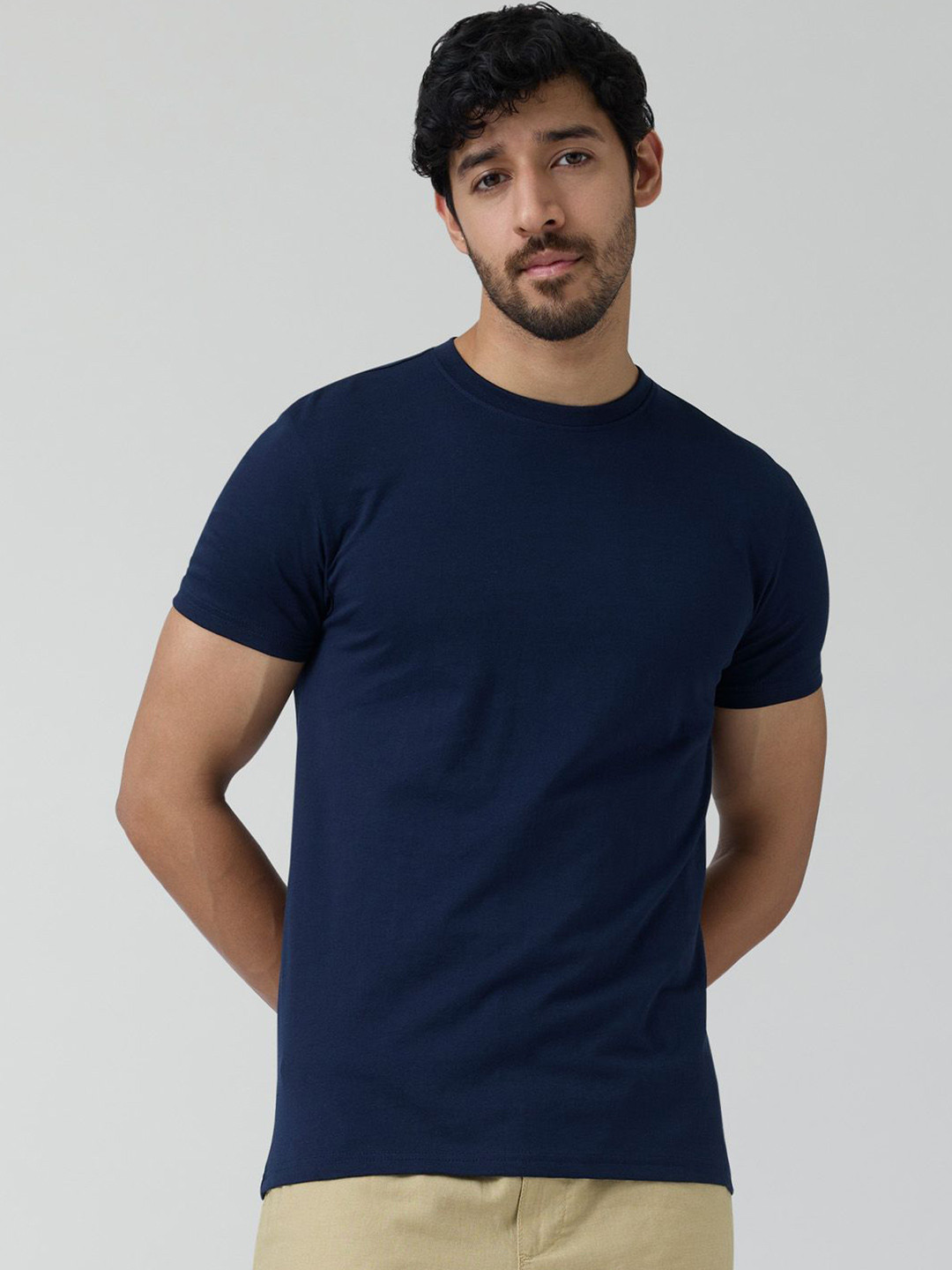 

XYXX Cotton Rich Solid Code T-shirt for Men, Navy blue