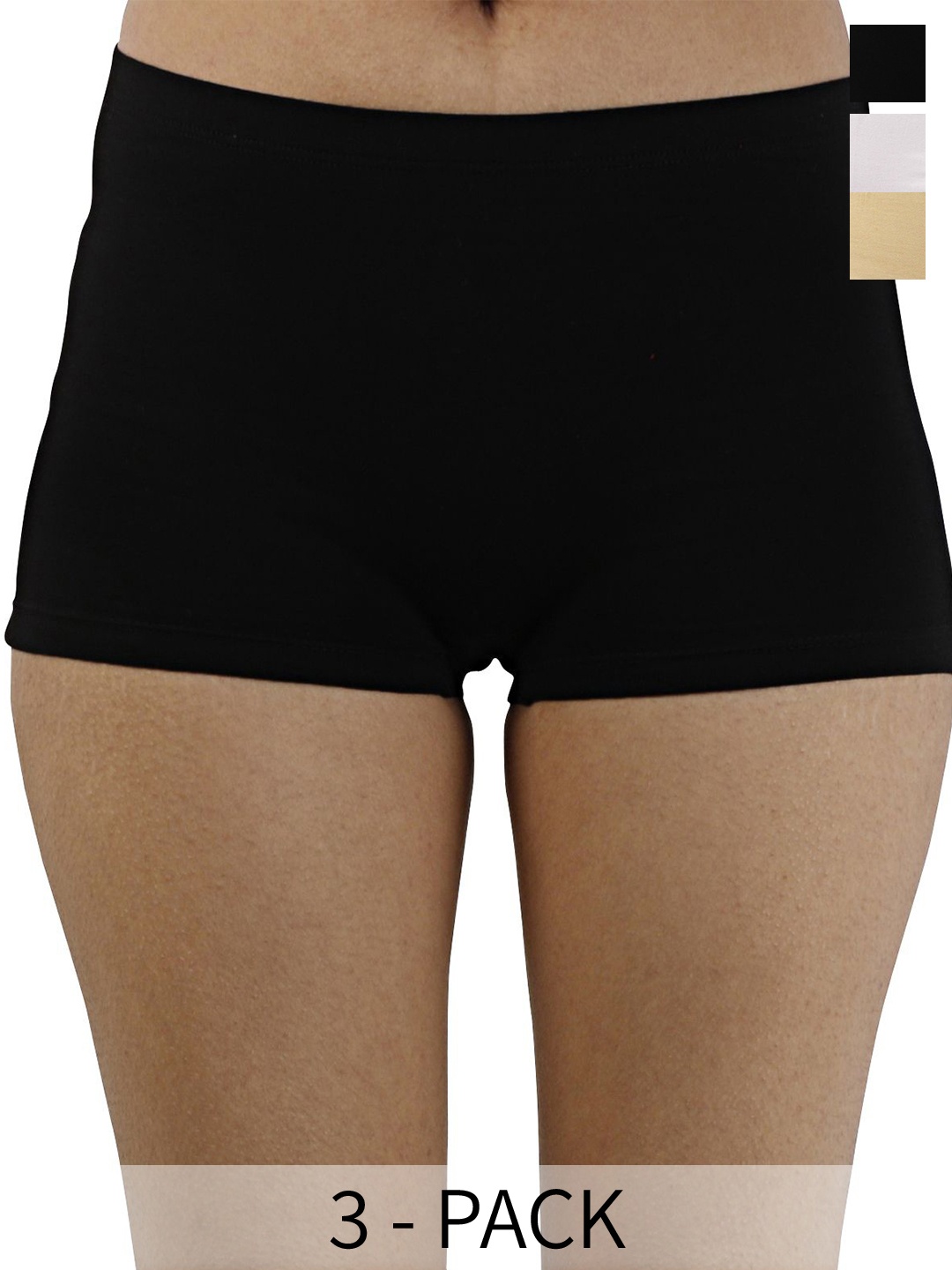 

Diving Deep Women Pack of 3 Boy Shorts Briefs, Beige
