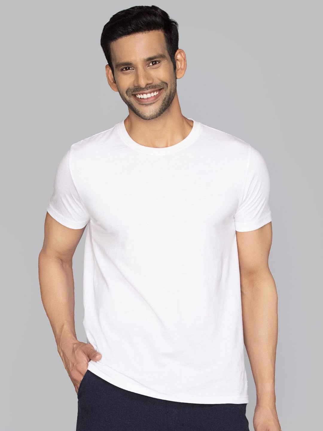 

XYXX Cotton Rich Solid Code T-shirt for Men, White