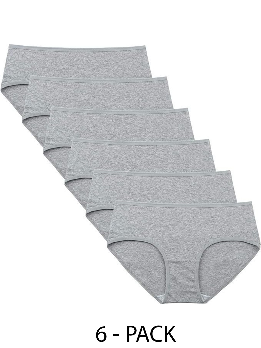 

Diving Deep Women Pack of 6 Cotton Hipster Briefs, Grey