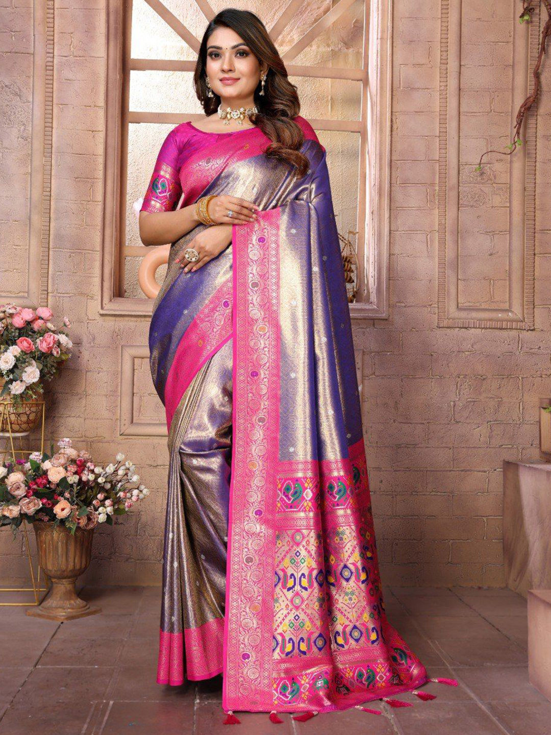 

Anaita Woven Design Zari Banarasi Saree, Purple
