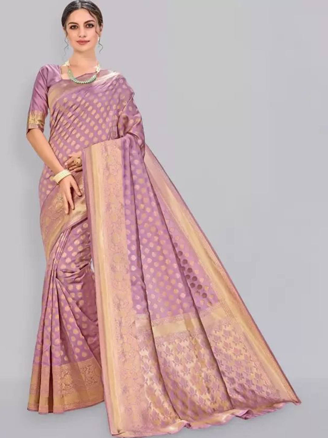 

Florence Woven Design Zari Pure Silk Designer Saree, Pink