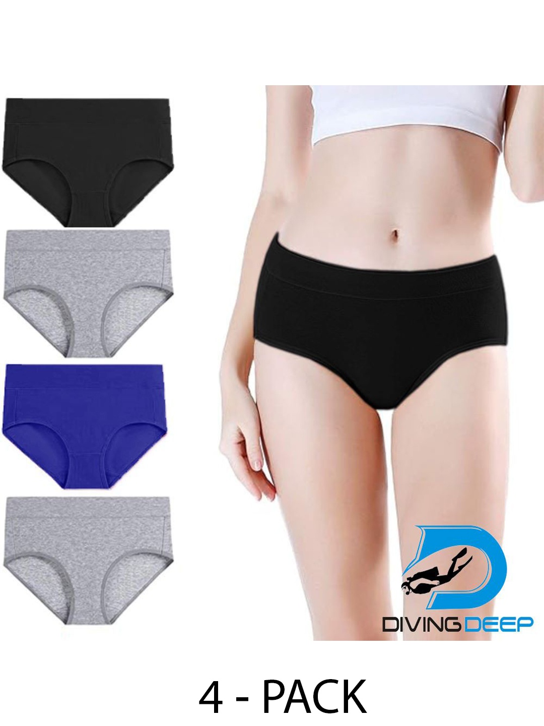 

Diving Deep Women Pack of 4 Cotton Low Rise Hipster Briefs, Assorted