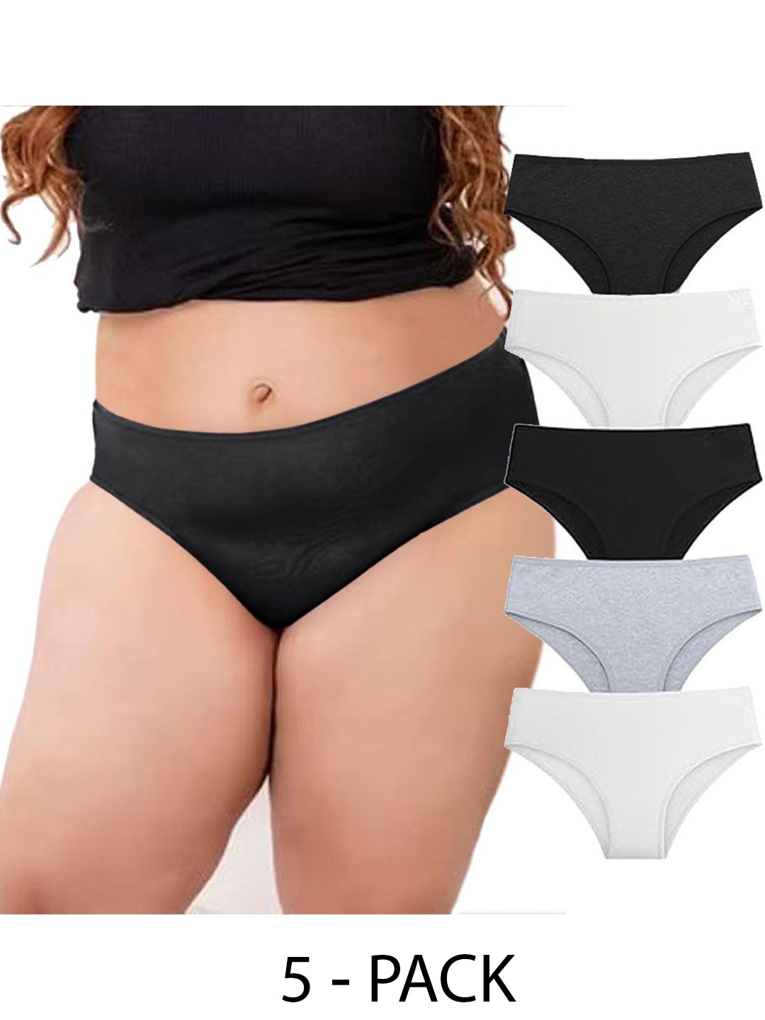 

Diving Deep Women Pack of 5 Hipster Briefs, Black