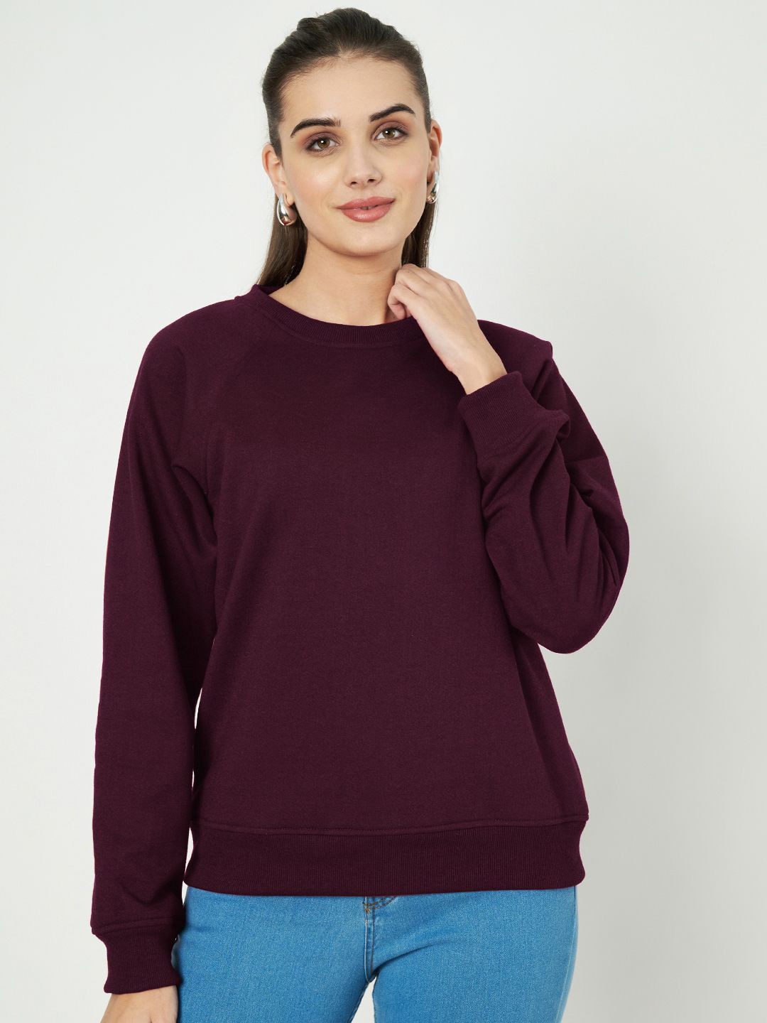 

BRINNS Women Round Neck Pullover Sweatshirt, Burgundy