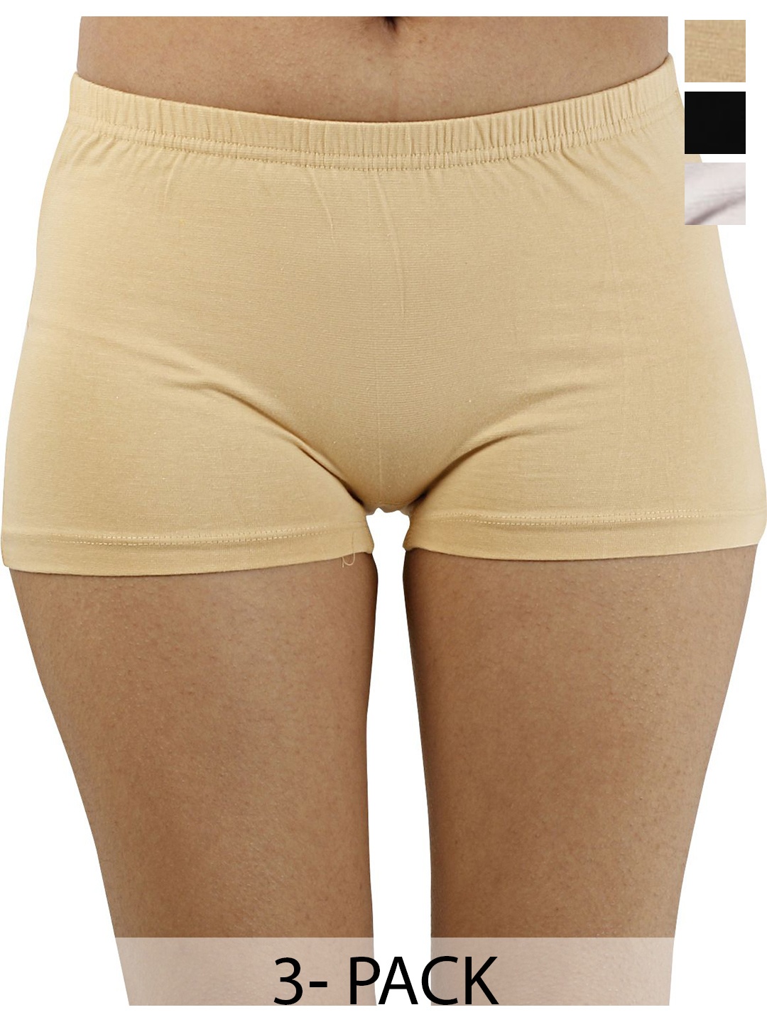 

Diving Deep Women Plus Size Pack of 3 Boy Shorts Briefs, Beige
