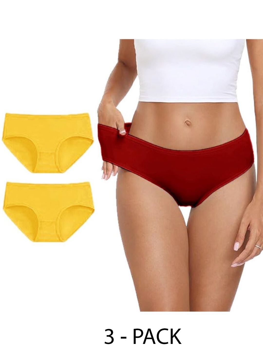 

Diving Deep Pack of 3 Cotton Hipster Briefs, Red