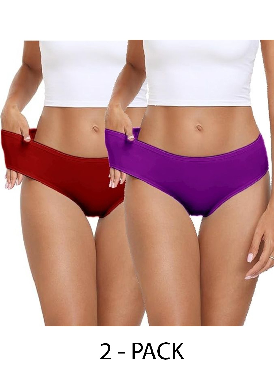 

Diving Deep Women Pack of 2 Hipster Briefs, Maroon