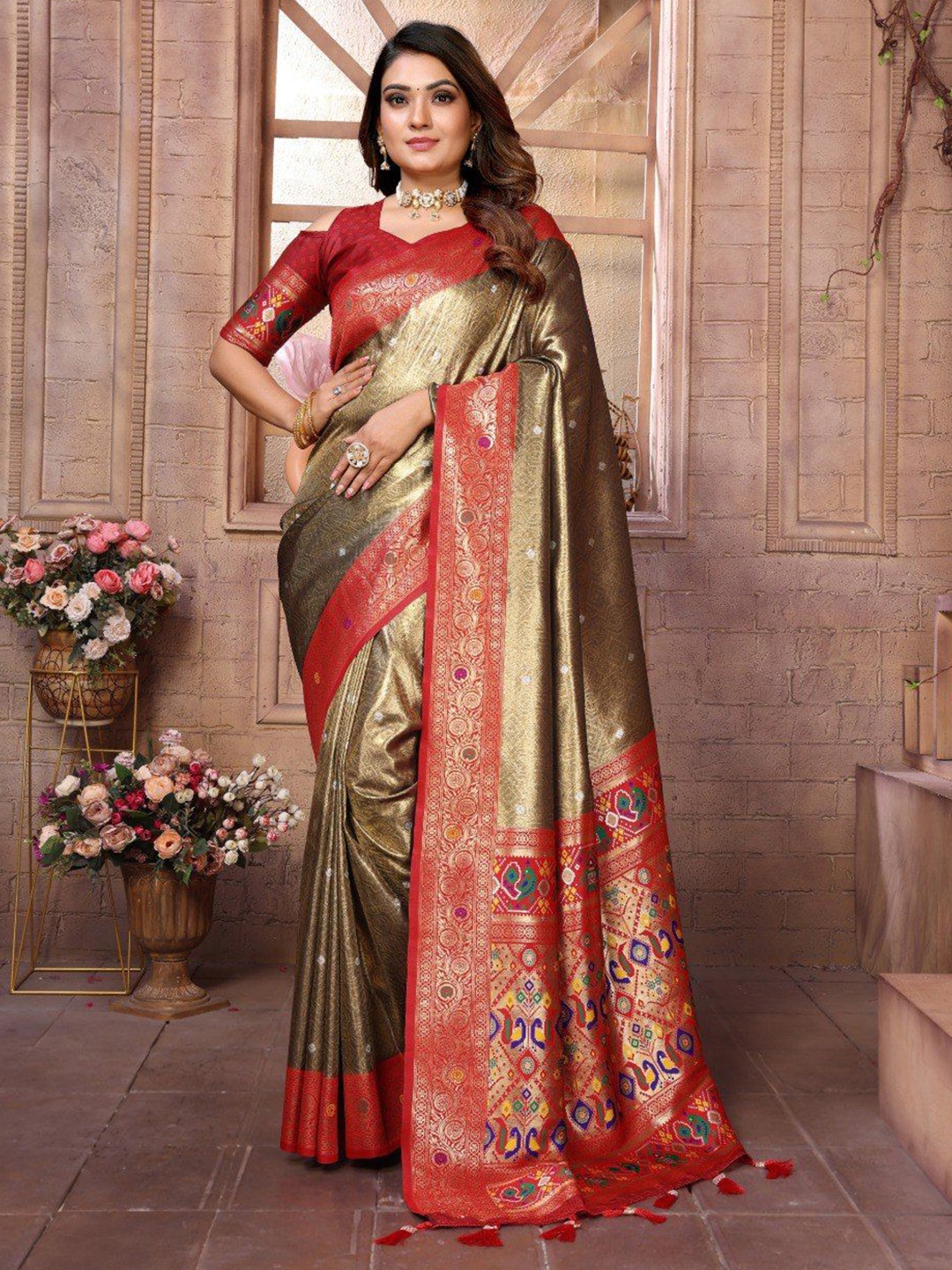 

Anaita Woven Design Zari Banarasi Saree, Brown