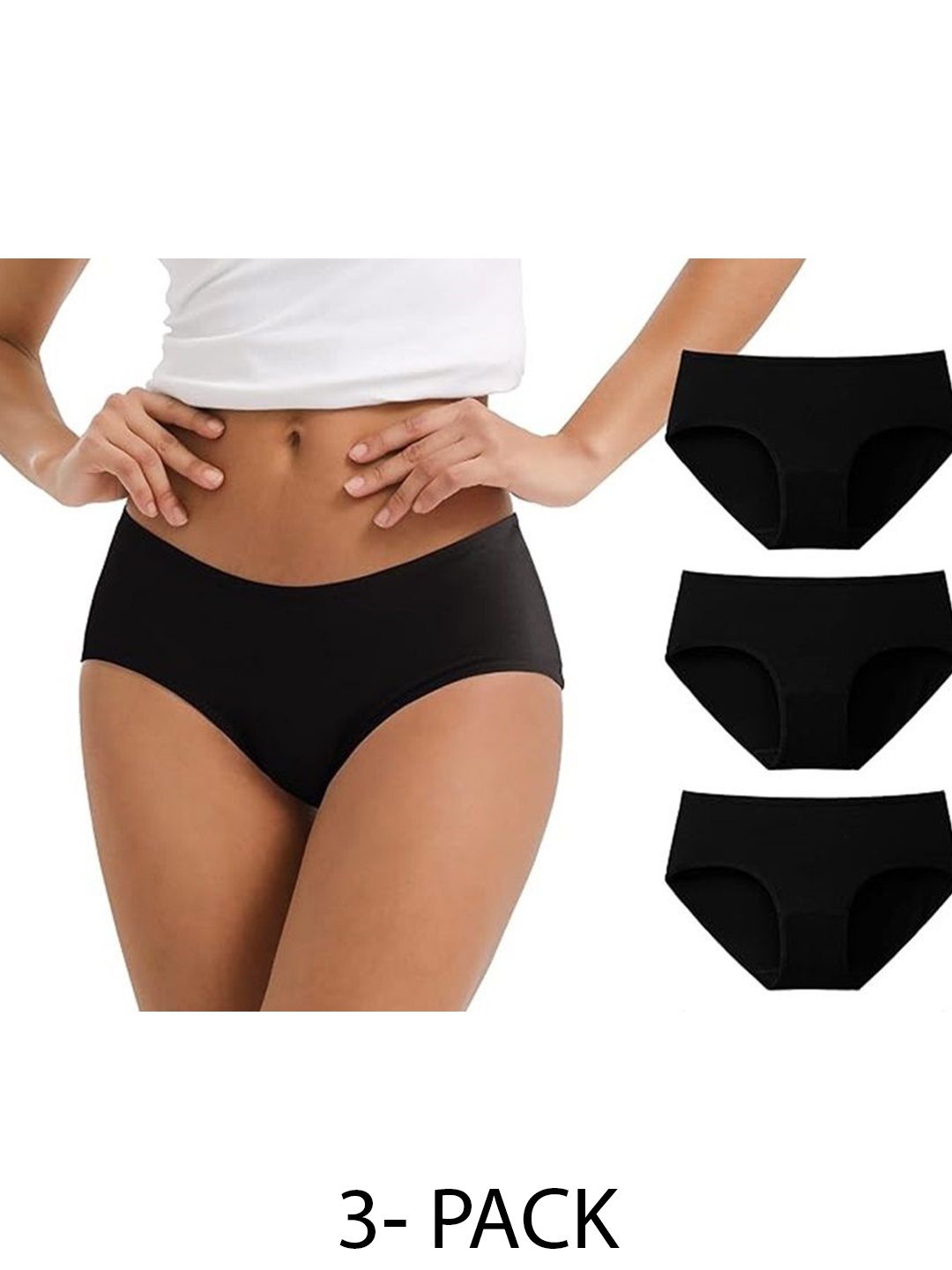 

Diving Deep Women Pack of 3 Cotton Assorted Plus Size Hipster Briefs
